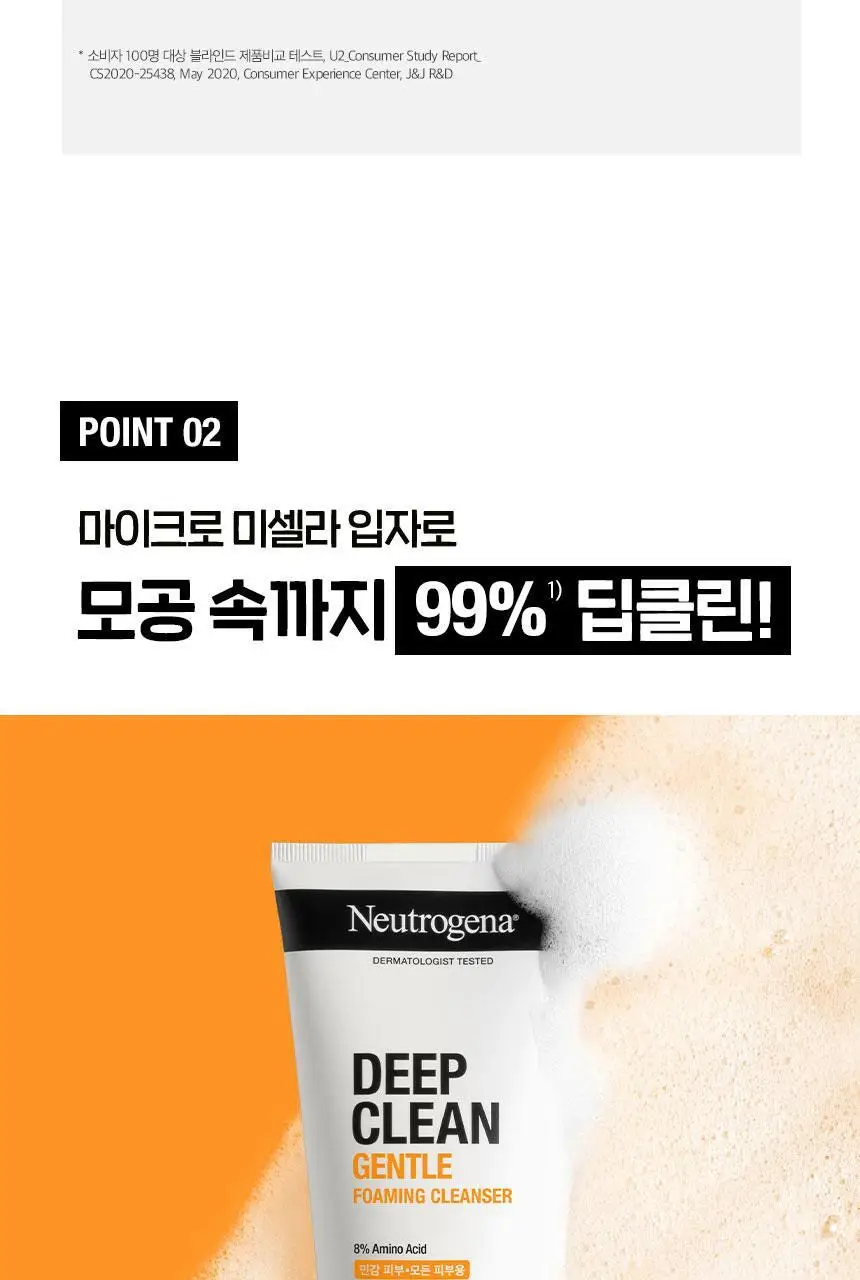 [저자극장벽케어] 뉴트로지나 딥클린 젠틀 포밍 클렌저 150g 기획(+100g) 상세페이지 9